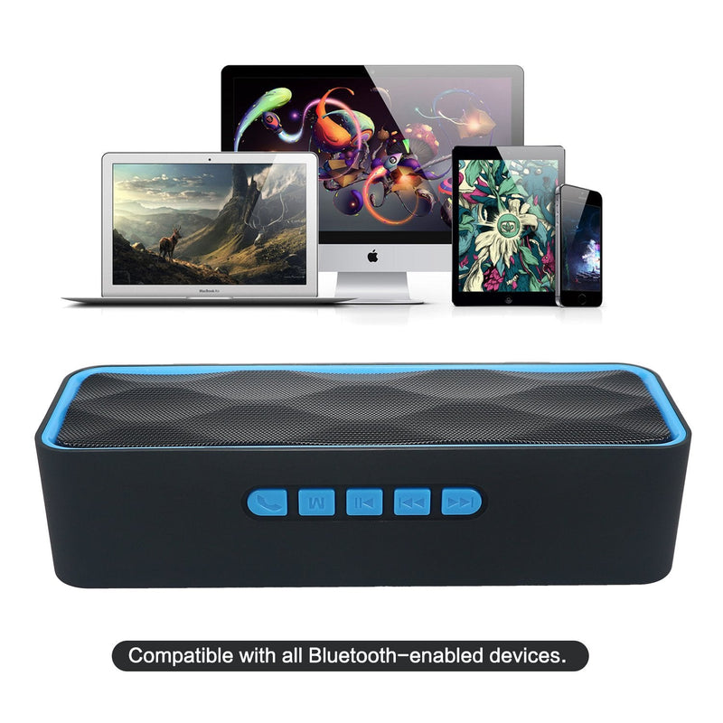  [AUSTRALIA] - Totola Wireless Bluetooth Speaker with AUX/USB/TF Card Slot,Outdoor Portable Stereo Speaker with HD Audio,Enhanced Bass, Dual-Driver,Handsfree Calling, FM Radio Speaker for Travel,Party (Blue) Blue