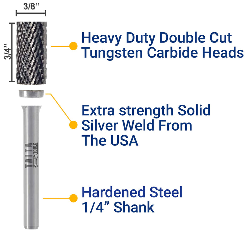 Carbide Burr 1/4" Shank, SA-3 Tungsten Double Cut Rotary Die Grinder Bits - Cutting Burrs For Fordom, Dewalt, Milwaukee And Die Grinder Accessories - Wood Carving Metal Working & Sturdy Storage Case - LeoForward Australia