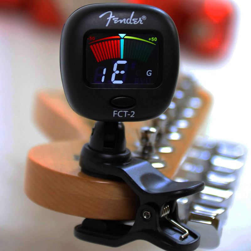 Fender FT-2 Professional Clip on Tuner for Acoustic Guitar, Electric Guitar, Bass, Mandolin, Violin, Ukulele, and Banjo Black FCT-2 - LeoForward Australia