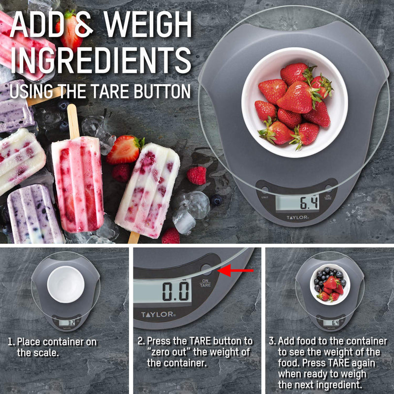 Taylor Precision Products Digital Kitchen Scale, 6.6 Pound Capacity, Silver 3831S - LeoForward Australia