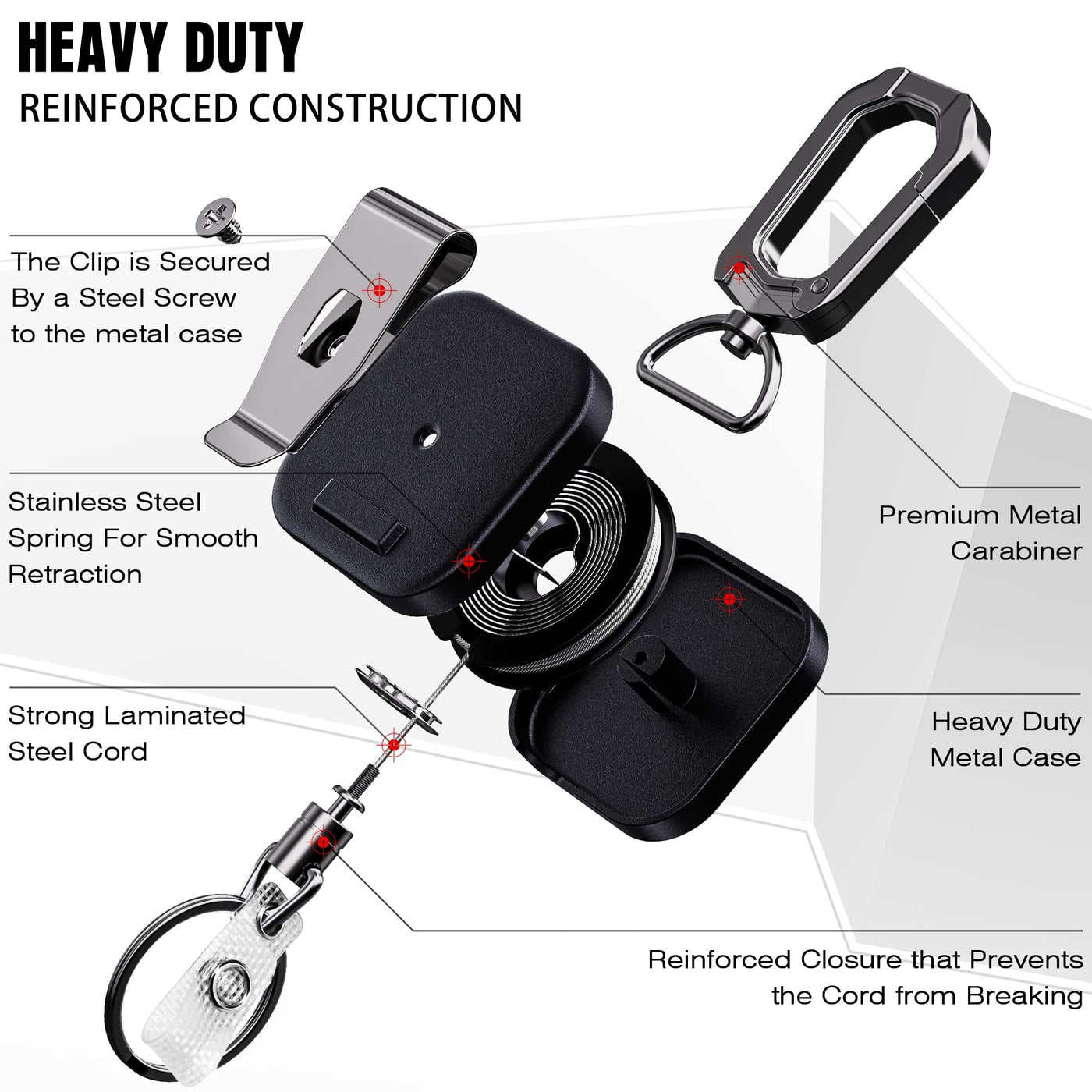  ELV Heavy Duty Retractable ID Badge Holder Key Reel