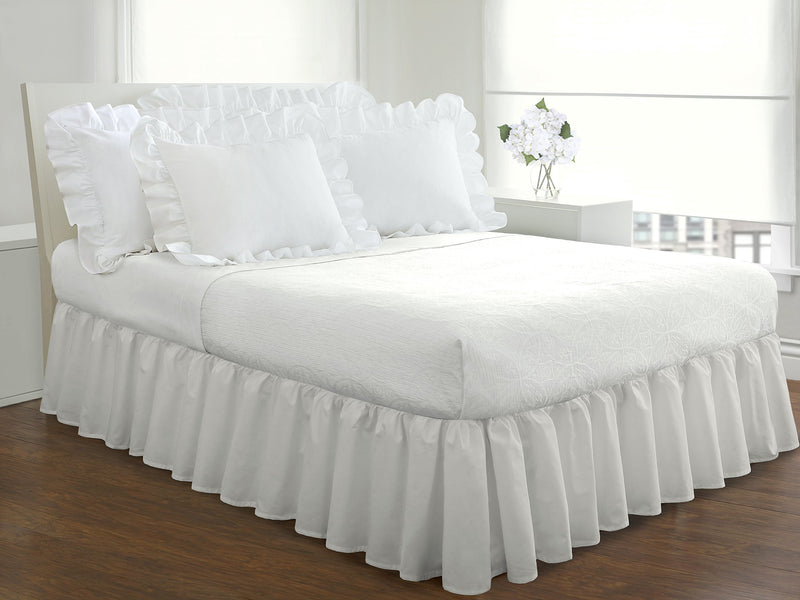  [AUSTRALIA] - Fresh Ideas Bedding Ruffled Bed Skirt, Classic 14” drop length, Gathered Styling, Cali King, White California King