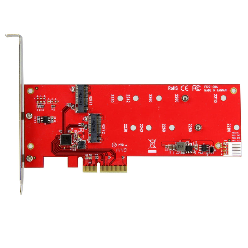  [AUSTRALIA] - StarTech.com 2x M.2 SATA SSD Controller Card - PCIe - PCI Express M.2 SATA III Controller - NGFF Card Adapter (PEX2M2), Red 2x SATA M.2