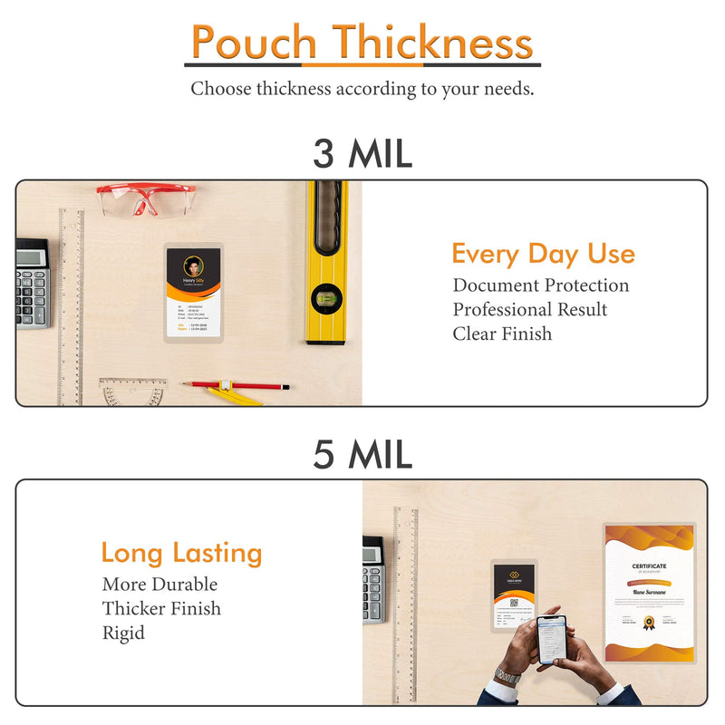  [AUSTRALIA] - Tyh Supplies 100-Pack 2 x 3.5 Inch 5 Mil Business Card Clear Hot Glossy Thermal Laminating Pouches Lamination Sheet Laminator Pockets 2.3" x 3.7" - 5 Mil 100 Pack