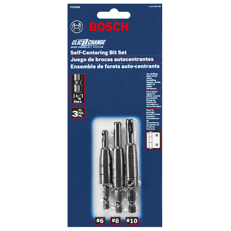  [AUSTRALIA] - Bosch CC2430 Clic-Change 1/4 in. Self-Centering Drill Bit Assortment (3-Piece) 3pc Set