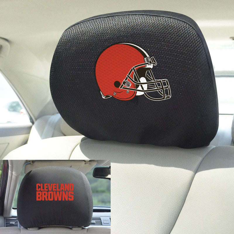  [AUSTRALIA] - FANMATS 12495 NFL - Cleveland Browns Black Slip Over Embroidered Head Rest Cover Set, 2 Pack