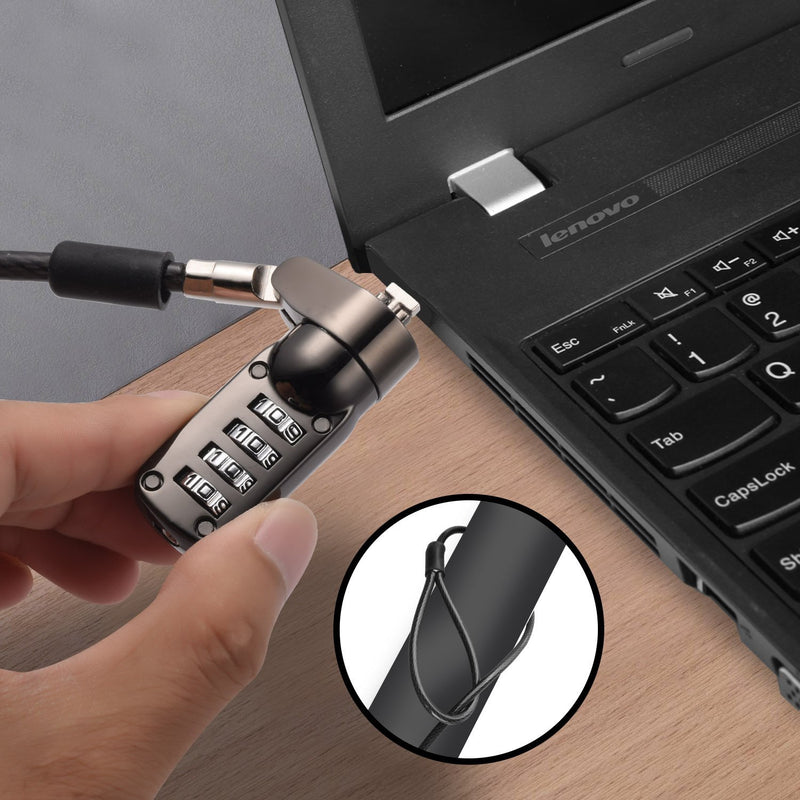  [AUSTRALIA] - FOLAI Notebook Laptop Combination Lock Portable Laptop Locking Cable Security Combination Lock with Adhesive Security Plate compatible Tablet Laptop Projector and Other Devices Password Lock