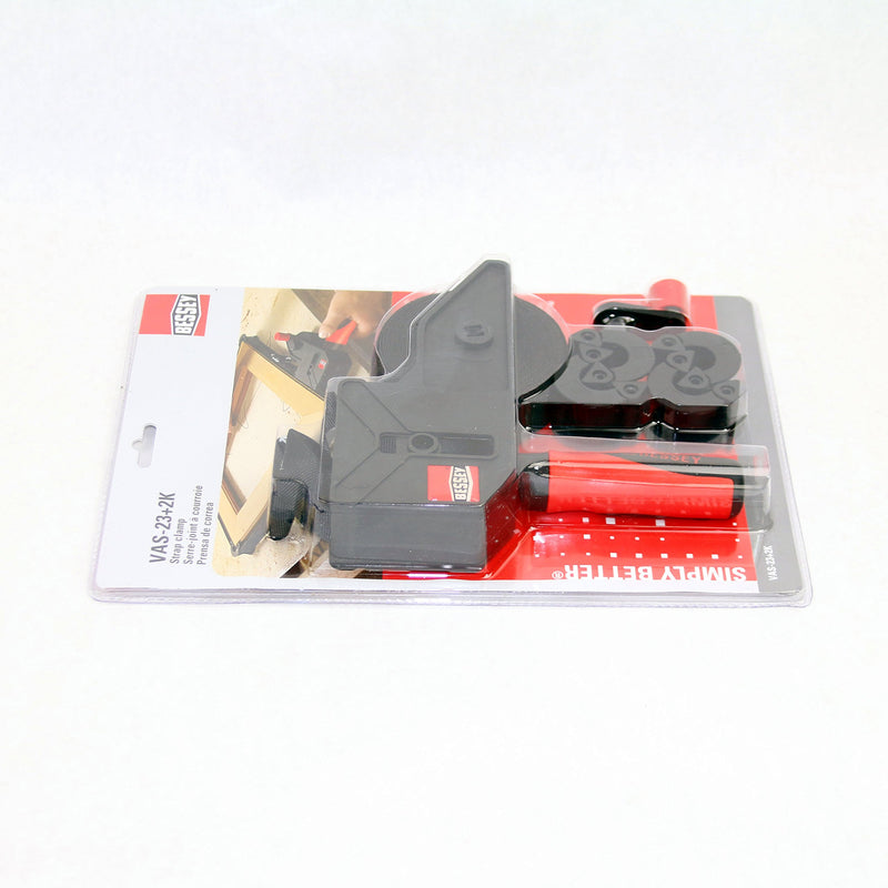 Bessey Tools VAS-23 2K Variable Angle Strap Clamp with 4 Clips,,Black with red handle 23' - LeoForward Australia