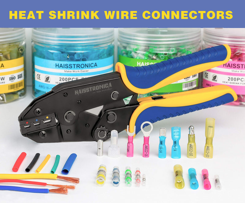  [AUSTRALIA] - haisstronica 200PCS 16-14 Awg Blue Heat Shrink Butt Connectors-Tinned Red Copper 0.8mm-Marine Grade Insulated Crimp Wire Connectors-Waterproof Electrical Connectors-Butt Splice for Marine,Boat,Stereo