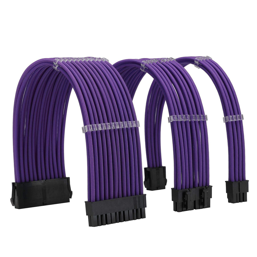  [AUSTRALIA] - FormulaMod Sleeve Extension Power Supply Cable Kit 18AWG ATX 24P+ EPS 8-P+PCI-E8-P with Combs for PSU to Motherboard/GPU (Purple) purple