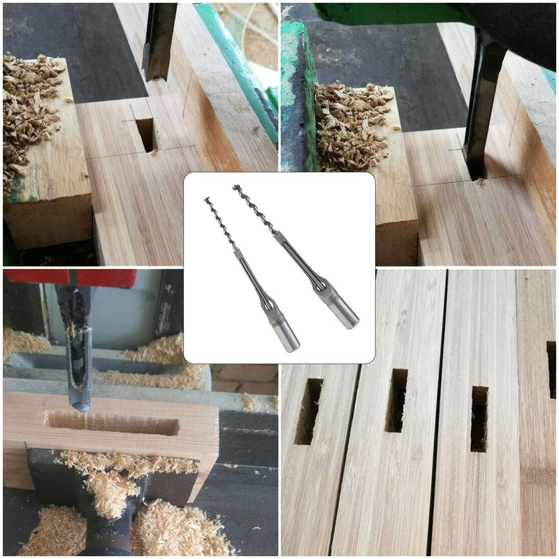  [AUSTRALIA] - 4 Pcs Woodworking Square Hole Drill Bits Wood Mortising Chisel Set 6.4mm/8mm/9.5mm/12.7mm For Carpentry Construction Decoration Industry