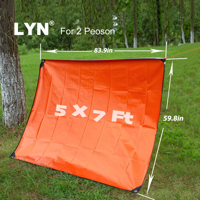  [AUSTRALIA] - Ultra Robust Complex:LYN 5-Layer Heavy Duty Emergency Survival Blanket-59.8"✖️83.9",Reflective Insulated Waterproof Windproof Mylar,for Rescue,Car Camping,Hiking,Bushcraft,Snowfield&Mountaineering. Orange - 1