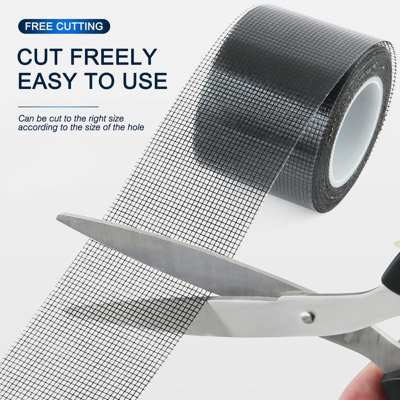  [AUSTRALIA] - Window Screen Repair Kit, 2" × 16.5' Black Screen Patch Repair Kit Strong Adhesive Fiberglass Covering Mesh Tape for Window Door Tears Holes