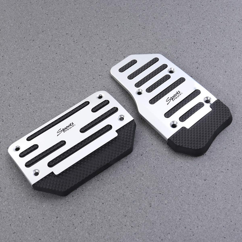  [AUSTRALIA] - Vosarea Non Slip Automatic Car Treadle Accelerator Brake Pedal Cover Footrests Set 2pcs (Silver)