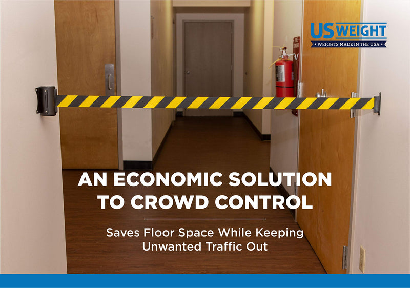  [AUSTRALIA] - US Weight U2500 Crowd Control Wall Mount with 8' Black Retractable Belt with Safe Braking System and Locking Button 8'