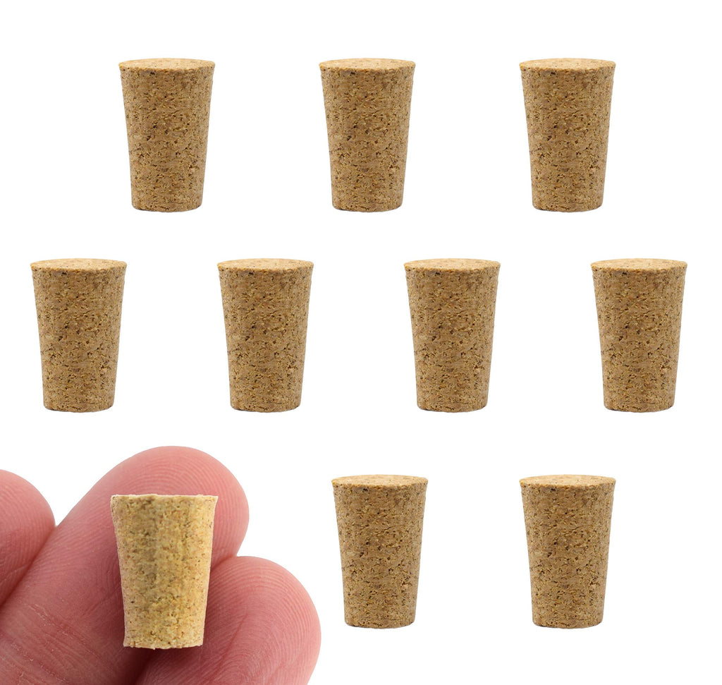  [AUSTRALIA] - 10PK Cork Stoppers, Size #0-7mm Bottom, 10mm Top, 13mm Length - Tapered Shape, Natural Bark Material - Great for Household & Laboratory Use - Eisco Labs