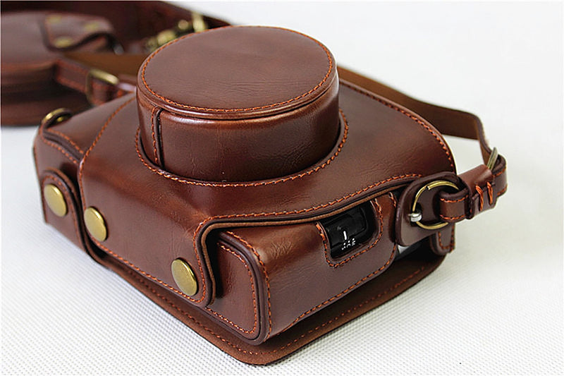  [AUSTRALIA] - Full Protection Bottom Opening Version Protective PU Leather Camera Case Bag for Fujifilm x100f with Shoulder Strap Dark Brown