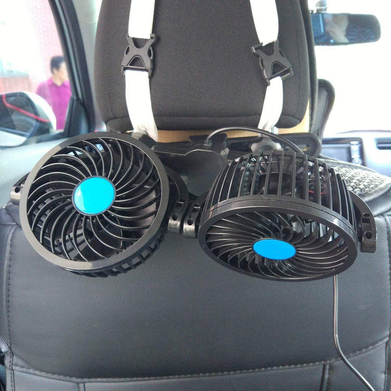  [AUSTRALIA] - Car Fan for Back Seat, Car Seat Fan Cigarette Lighter, Fan for Car 12V Headrest Black 4inches