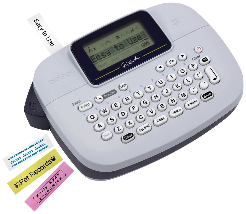  [AUSTRALIA] - Brother P-Touch, PTM95, Handy Label Maker, 9 Type Styles, 8 Deco Mode Patterns, Navy Blue, Blue Gray