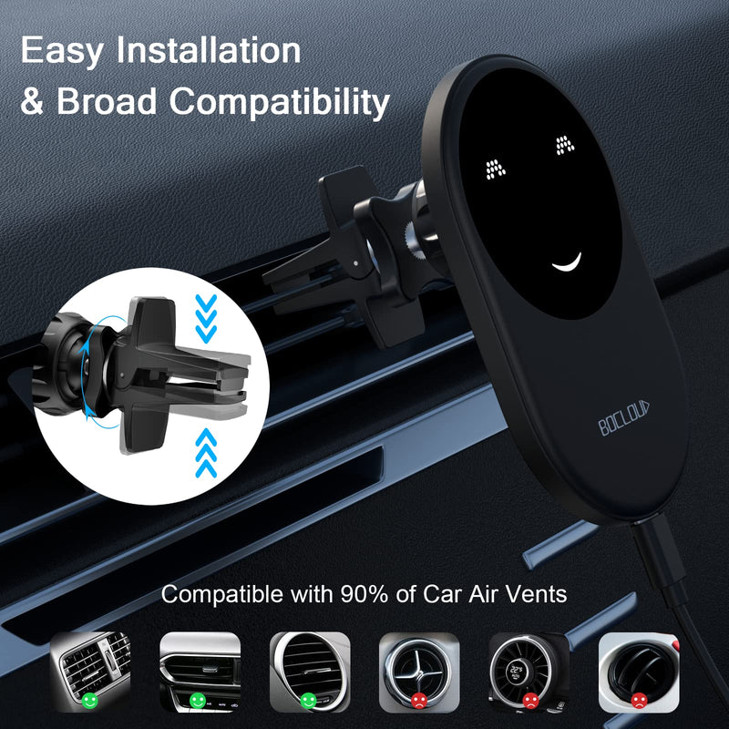 [AUSTRALIA] - Magsafe Car Mount Charger, BOCLOUD Magsafe Car Charger for iPhone 14 Pro Max/14 Pro/14 Plus/14/13/12 All Series, Air Vent Magnetic Wireless Car Charger Mount, 15W Fast iPhone Magsafe Car Charger Black