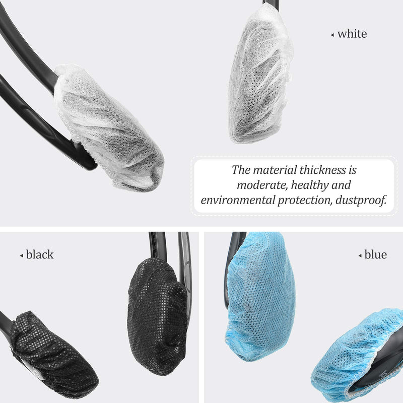  [AUSTRALIA] - 300 Pieces Disposable Headphone Covers Non Woven Sanitary Headphone Ear Covers Black Fabric Headset Covers Ear Pad Covers for Headphones, 11 Cm/ 4.3 Inch (White, Blue, Black, S-6.5 cm)