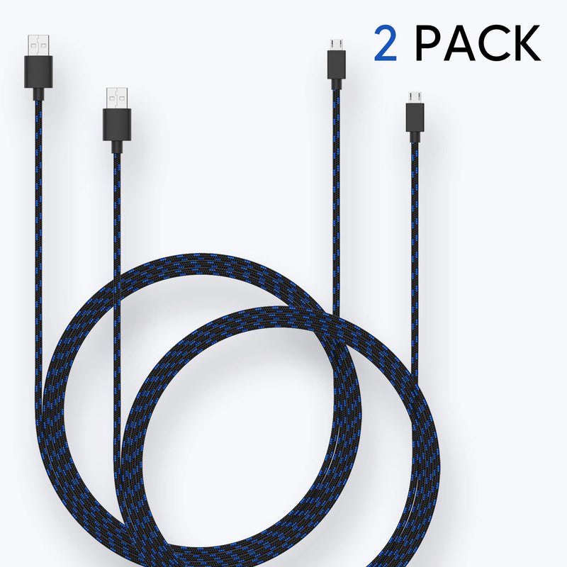  [AUSTRALIA] - TALK WORKS Charger Cable for PS4 Controller 10 ft (2-Pack) - Long Heavy Duty Braided Micro USB Cord Charging Compatible with Sony PlayStation 4 - Black