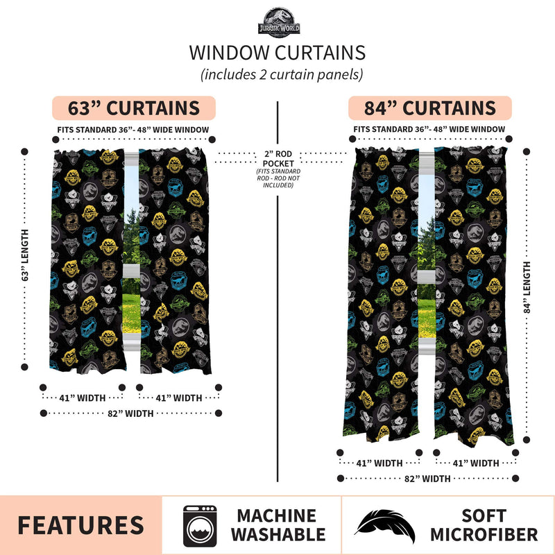  [AUSTRALIA] - Franco Kids Room Window Curtains Drapes Set, 82" x 84", Jurassic World 82" x 84"