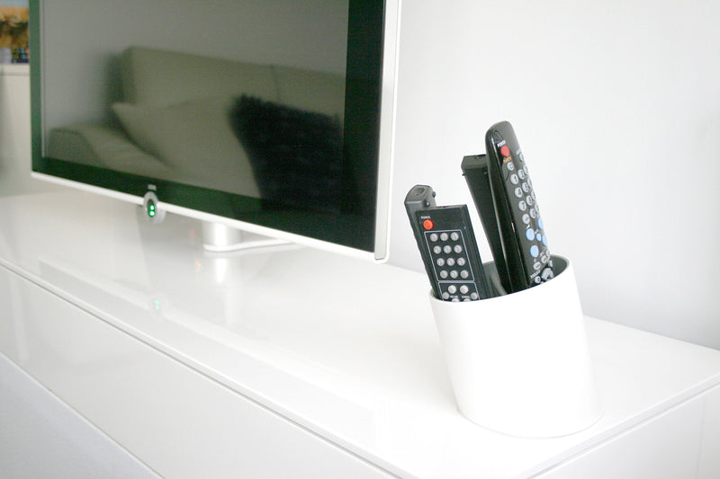  [AUSTRALIA] - j-me Remote Control Holder | TV Remote Holder | Media Storage Caddy | Remote Organizer | Caddy Organizer for up to 4 Remote Controls (White/Gray) White/Gray