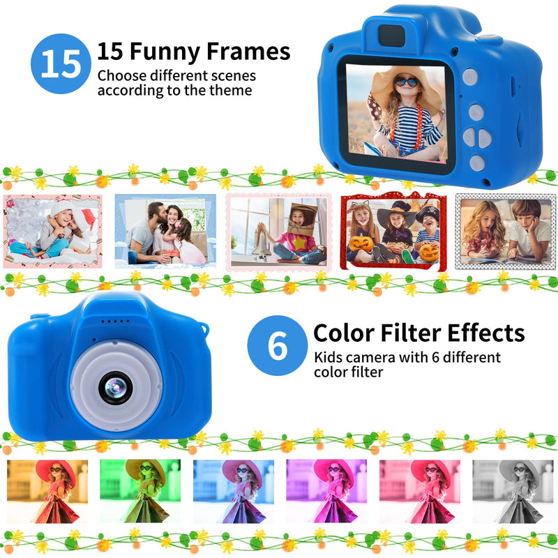  [AUSTRALIA] - Kids Camera Waterproof Underwater Camera for 3-12 Year Old Boys Girls 2 Inch IPS Screen 1080P HD Digital Kids Video Camera Indoor Outdoor Action Cameras Best Christmas Birthday Gifts Dark Blue