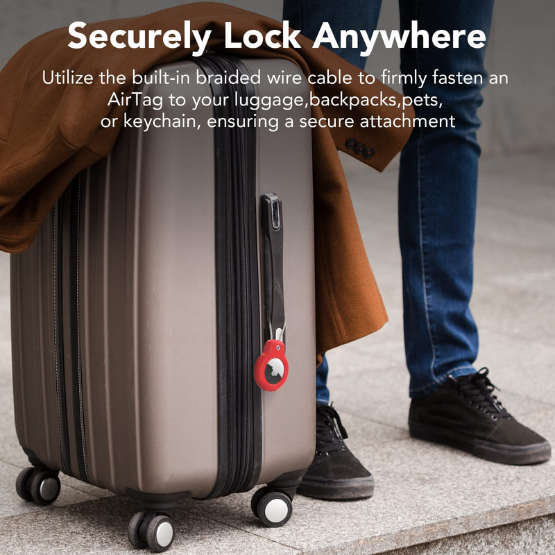  [AUSTRALIA] - Compatible with Apple AirTag Secure Holder with Wire Cable,Air Tag Lock Case Keychain Key Ring Key Chain Luggage tag for Keys, Luggage & More Men Women's Keyrings & Keychains