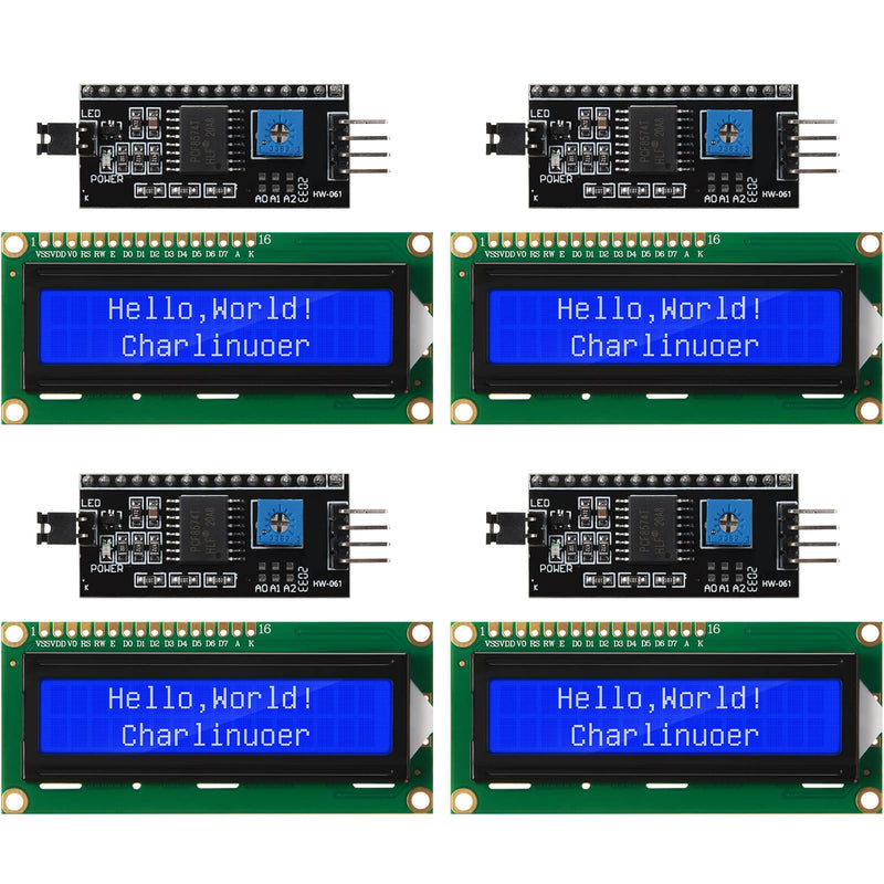  [AUSTRALIA] - Weewooday 8 Pieces IIC/ I2C/ TWI LCD Serial Interface Adapter and LCD Module Display Backlight Compatible with Arduino R3 MEGA2560 (Blue,LCD 1602 16 x 2) LCD 1602 16 x 2 Blue