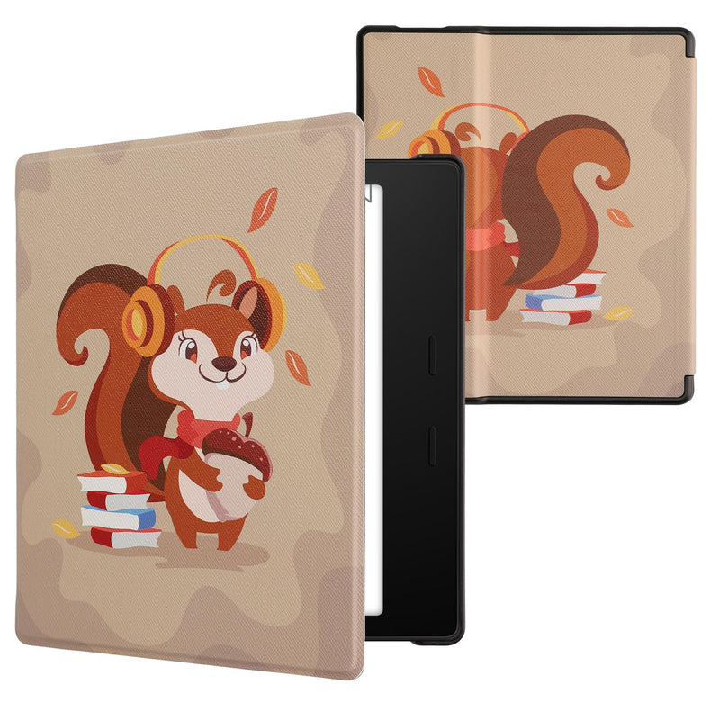  [AUSTRALIA] - kwmobile Case Compatible with Amazon Kindle Oasis 10. Generation Case - eReader Cover - Cute Squirrel Brown/Red/Beige Cute Squirrel 05-09-11