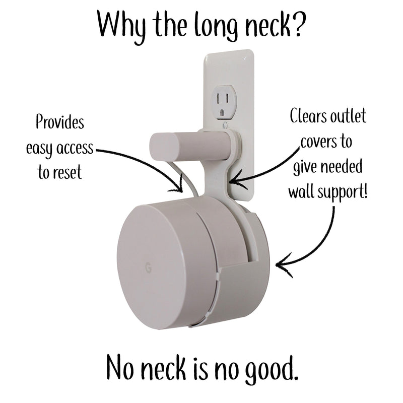  [AUSTRALIA] - Dot Genie Google WiFi [Old Rectangular Plug – NOT Current Round Plug] Outlet Holder Mount Stand: No Messy Screws! (1-Pack) 1 Pack White