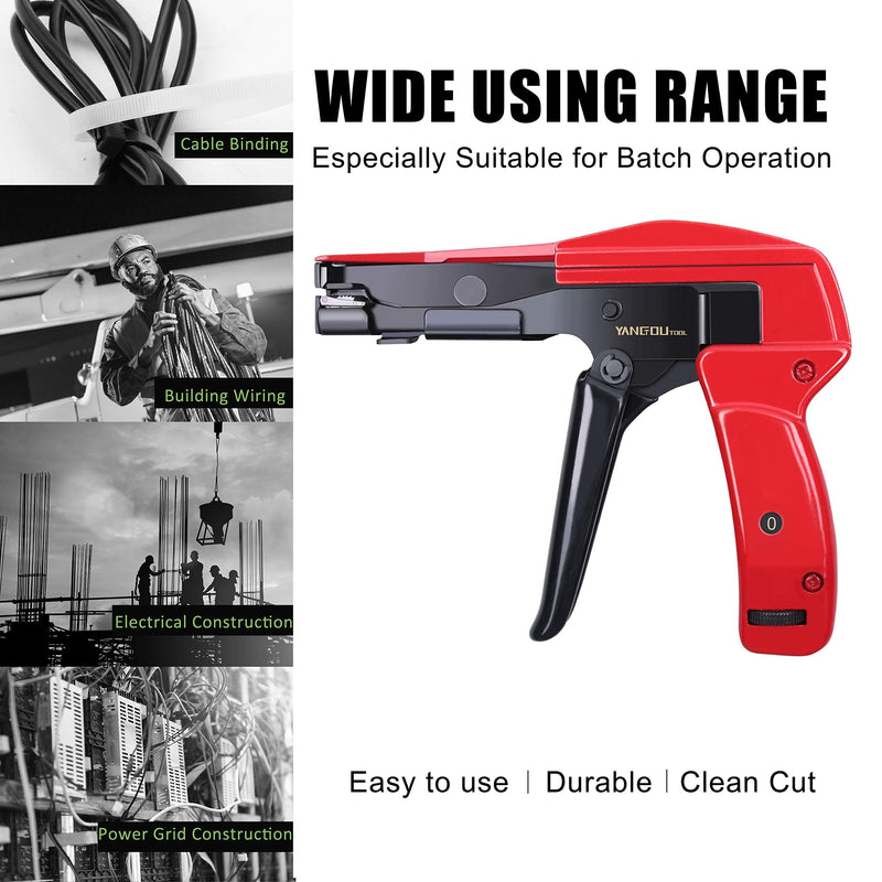  [AUSTRALIA] - Zip Tie Gun,Yangoutool Cable Tie Gun Fastening and Cutting Cable Tie Tool with Steel Handle for Nylon Cable Tie,7 Inches Length