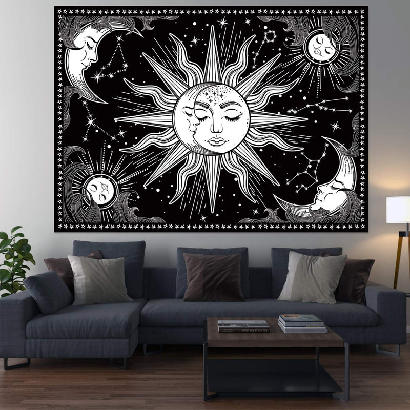  [AUSTRALIA] - HOTMIR Wall Tapestry - Black and White Tapestry Wall Hanging Mystic Tapestry as Wall Art and Room Decor for Bedroom, Living Room, Dorm (51.2x59.1 Inches, 130x150 cm) 51.2x59.1 Inches, 130x150 cm