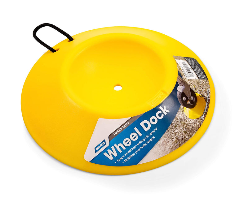  [AUSTRALIA] - Camco Heavy Duty Wheel Dock with Rope Handle - Helps Prevent Trailer Wheel from Sinking Into Dirt or Mud, Easy to Store and Transport (44632), Yellow