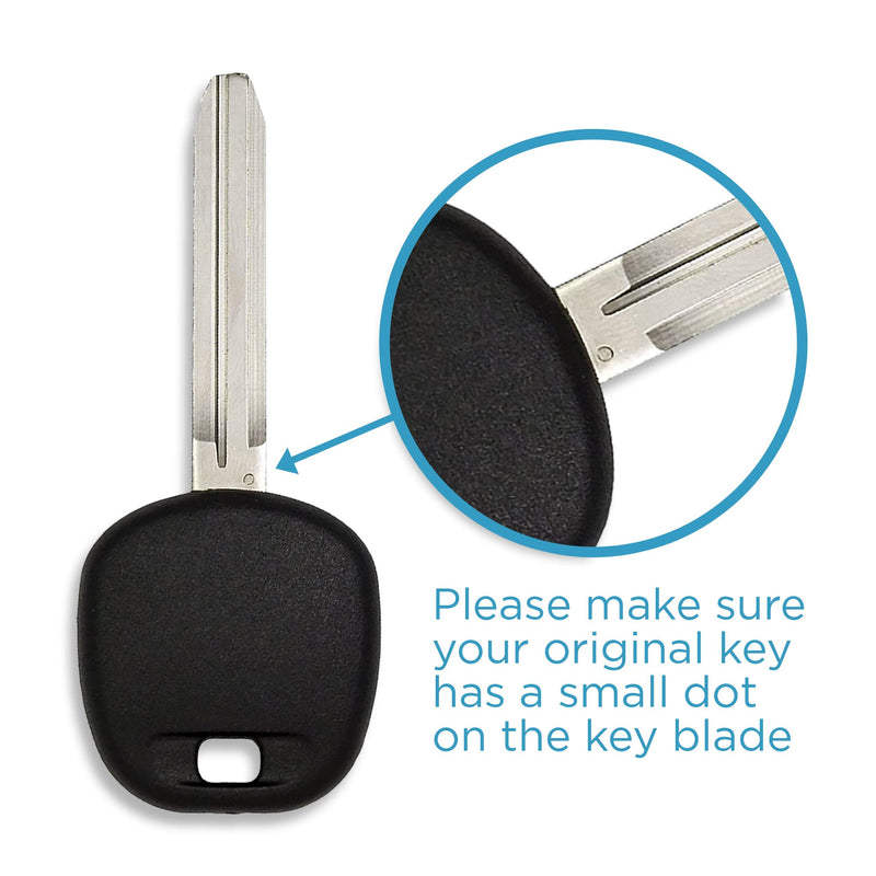  [AUSTRALIA] - Keyless2Go Replacement for 2 New Uncut Transponder Ignition Car Key for Select Toyota Vehicles TOY44D-PT