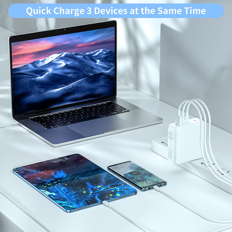  [AUSTRALIA] - USB C Wall Charger, 100W 3 Port GaN Fast Charger Multiport USB-C Power Adapter Compatible with MacBook Air iPad Pro iPhone 13 Dell XPS Galaxy and More Type C Devices