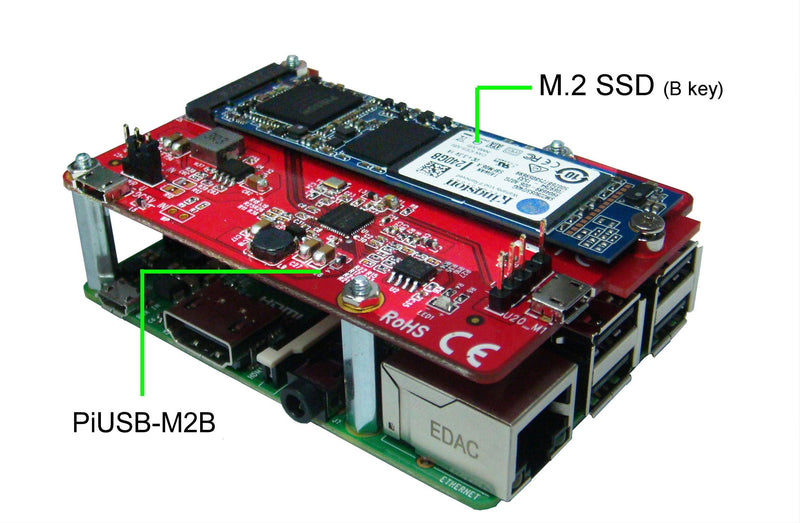  [AUSTRALIA] - Ableconn PIUSB-M2S USB to M.2 SATA SSD Converter Stackable Board for Raspberry Pi M.2 SATA SSD (Stackable)