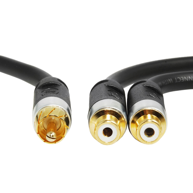  [AUSTRALIA] - Mediabridge™ Ultra Series RCA Y-Adapter (12 Inches) - 1-Male to 2-Female for Digital Audio or Subwoofer - (Part# CYA-1M2F-P)