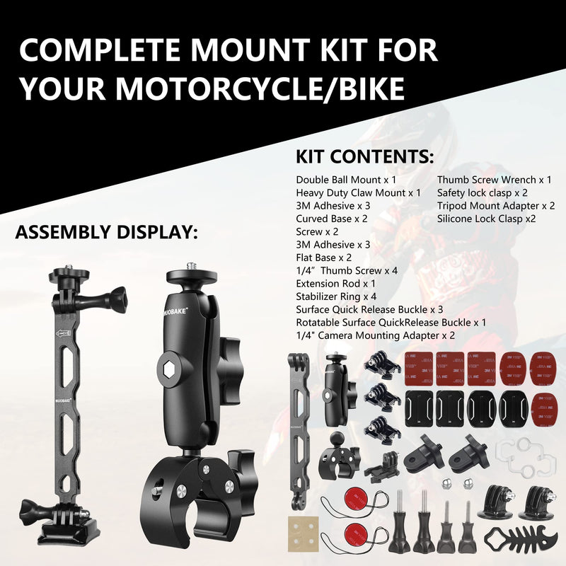  [AUSTRALIA] - NUOBAKE 38 in 1 Motorcycle Accessories Mount Bundle Kit for Insta360 ONE X2, X3,ONE X, ONE R , RS Cameras and GOPRO, APMAN, Fusion, AKASO, SJCAM,DJI OSMO Action,YI Action Camera and More