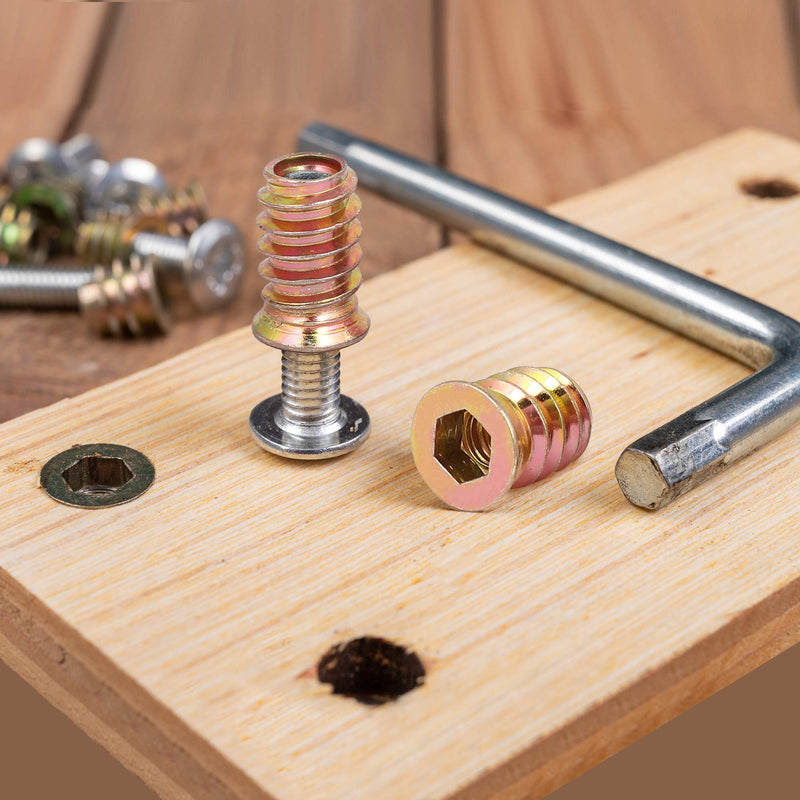  [AUSTRALIA] - uxcell Wood Furniture M10x30mm Threaded Insert Nuts Interface Hex Socket Drive 5pcs