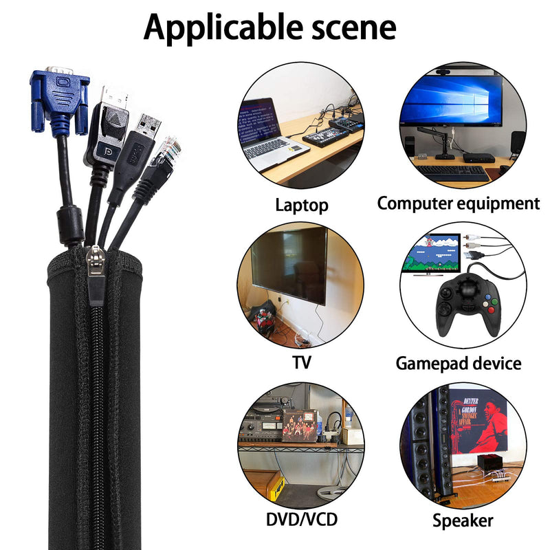  [AUSTRALIA] - Geekria 4 Pack Cable Management, Wire Management with 8 Pieces Cable Ties, 20 Inch Cord Management with Zipper for TV/Office/Home Entertainment/Computer, Desk Cable Management (Black)