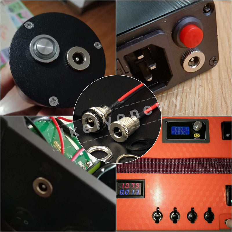  [AUSTRALIA] - 8Pack Female DC Threaded Barrel Jack Panel Adapter 5.5mm x 2.1mm Connector, 18AWG Wire DC Power Jack Panel Mount Socket 2 Pin Solder Type with Dustproof Plug,for MP3 Phone Audio Video CCTV,lkelyonewy