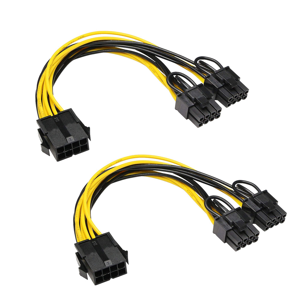  [AUSTRALIA] - XMSJSIY CPU 8 Pin to Dual 8 Pin PCIe Adapter Power Cable, CPU 8 Pin Female to Dual PCIe 2X 8 Pin (6+2) Male Power Adapter Extension Cable for Graphics Card -2pcs-21cm