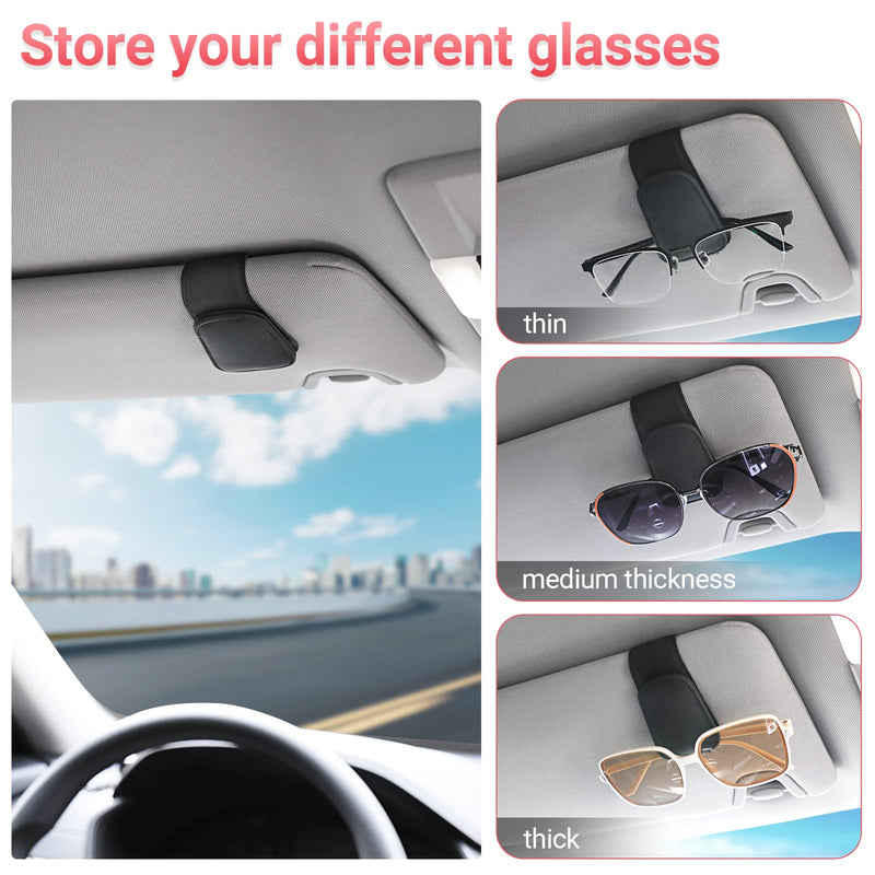  [AUSTRALIA] - Sunglass Holder for Car Visor Sunglasses Clip Magnetic Leather Glasses Eyeglass Holder Truck Car Interior Accessories Universal for Woman Man -Black Black