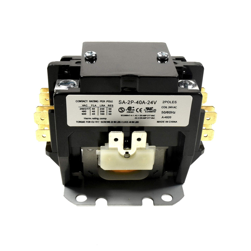  [AUSTRALIA] - HQRP Double Pole / 2 Pole 40 Amp Coil 24-Volt AC Condenser Contactor Compatible with Eaton Cutler Hammer Siemens GE Tyco C25BNB240T 45GG20AJ CR453CE2HBB 3100Y20Q18999CL C240A Replacement, UL Listed 2 Pole 40 Amp, Coil 24V AC