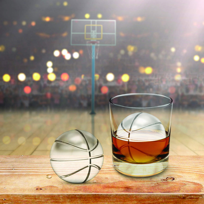  [AUSTRALIA] - Tovolo Basketball Ice Molds, Set of 2 Basketball-Shaped Ice Sphere Molds, Stackable Sports Ice Molds, Sports-Themed Ice Makers, Giftable Sports Whiskey Ice Ball Molds, BPA-Free & Dishwasher-Safe