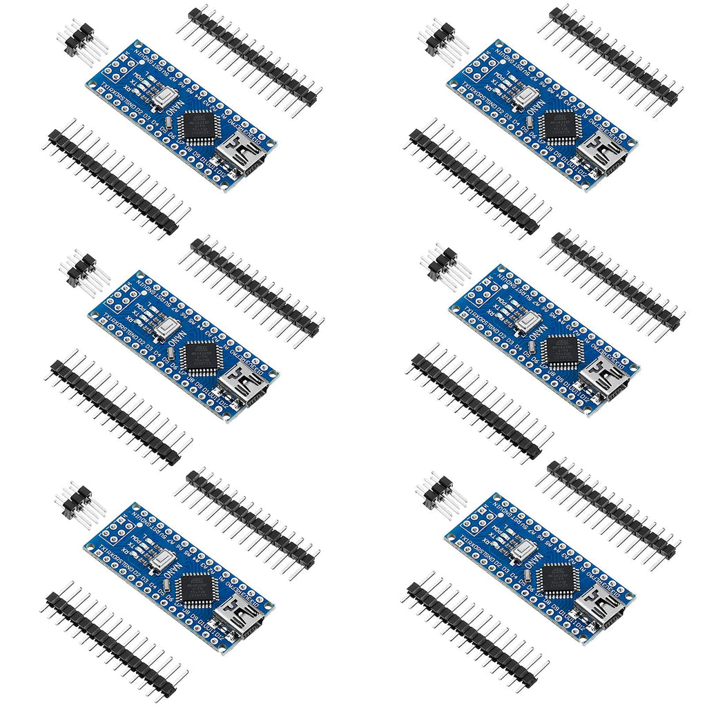  [AUSTRALIA] - Weewooday 6 Pieces Nano Board V3.0 ATmega328P Without Cable Compatible with Arduino Nano V3.0 with Pin Headers Pin Unsoldered