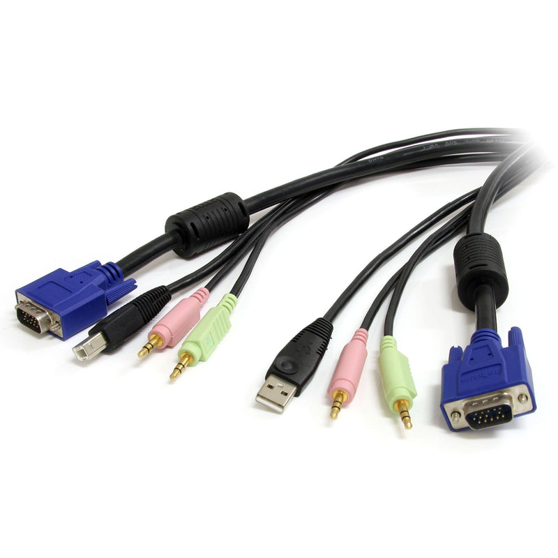  [AUSTRALIA] - StarTech.com 10 ft 4-in-1 USB VGA KVM Cable with Audio and Microphone - VGA KVM Cable - USB KVM Cable - KVM Switch Cable (USBVGA4N1A10), Black USB, Audio and Mic
